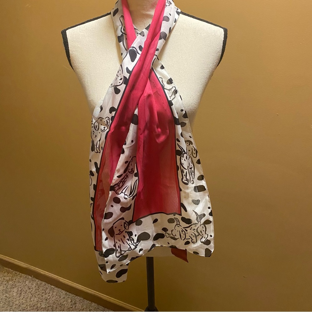 Women’s Disney 101 Dalmatians pink dog print fashion scarf polyester 58x12”